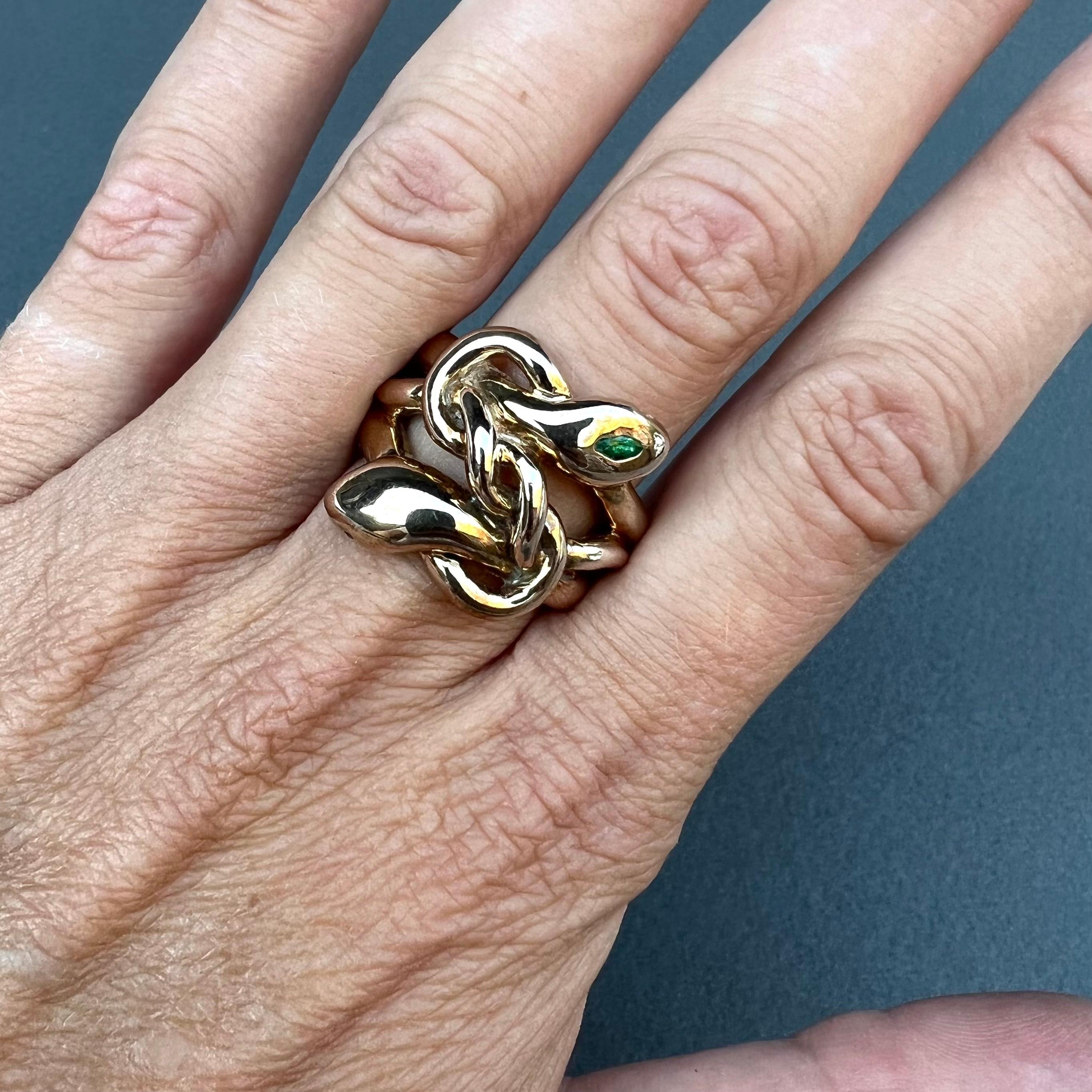 Anillo Serpiente Rubí Aguamarina Marqués Bronce J DAUPHIN 1