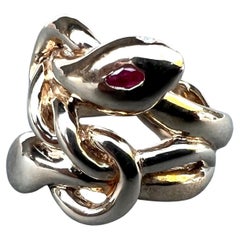 Anillo Serpiente Rubí Aguamarina Marqués Bronce J DAUPHIN