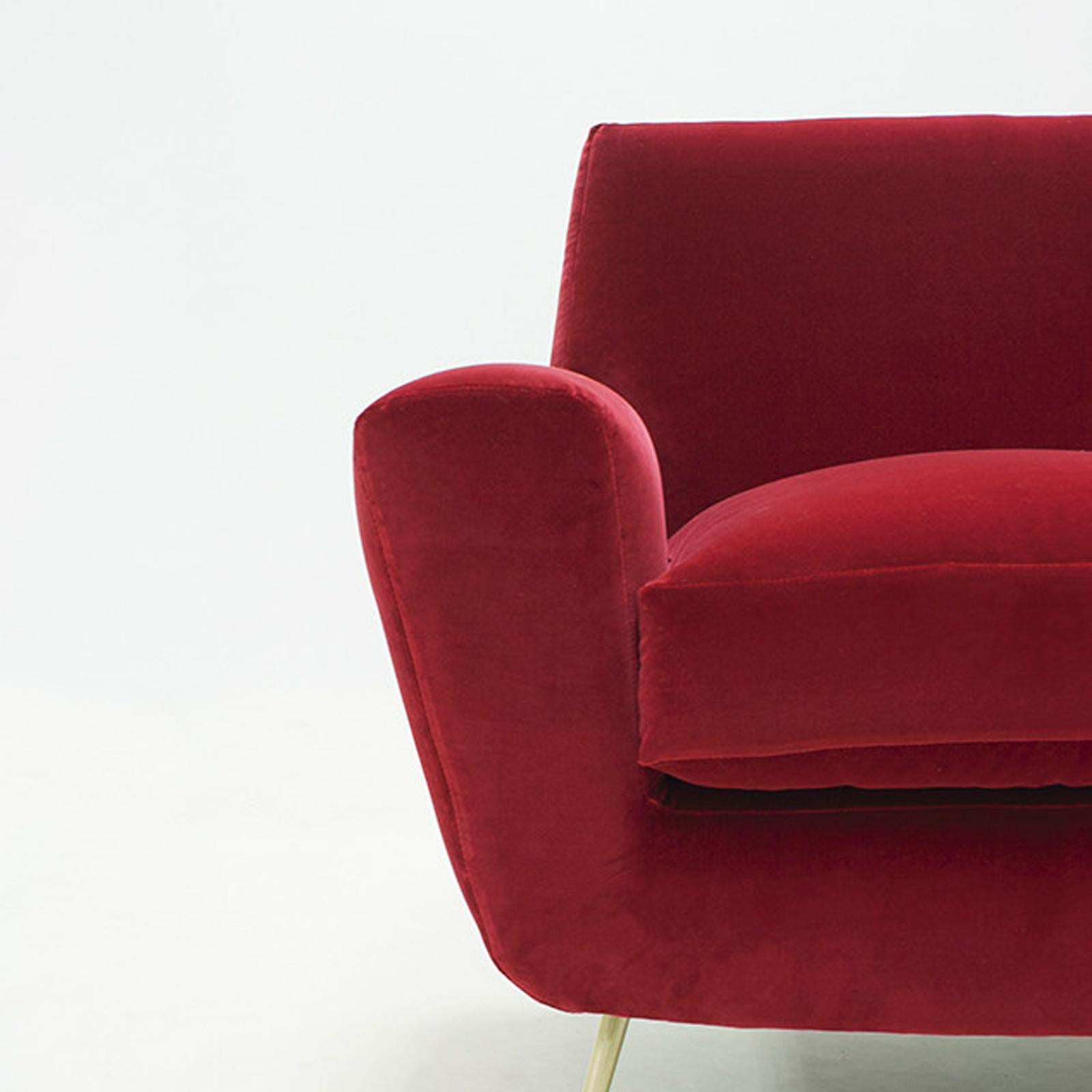 Contemporary Ruby Armchair with Ruby Velvet Fabric For Sale