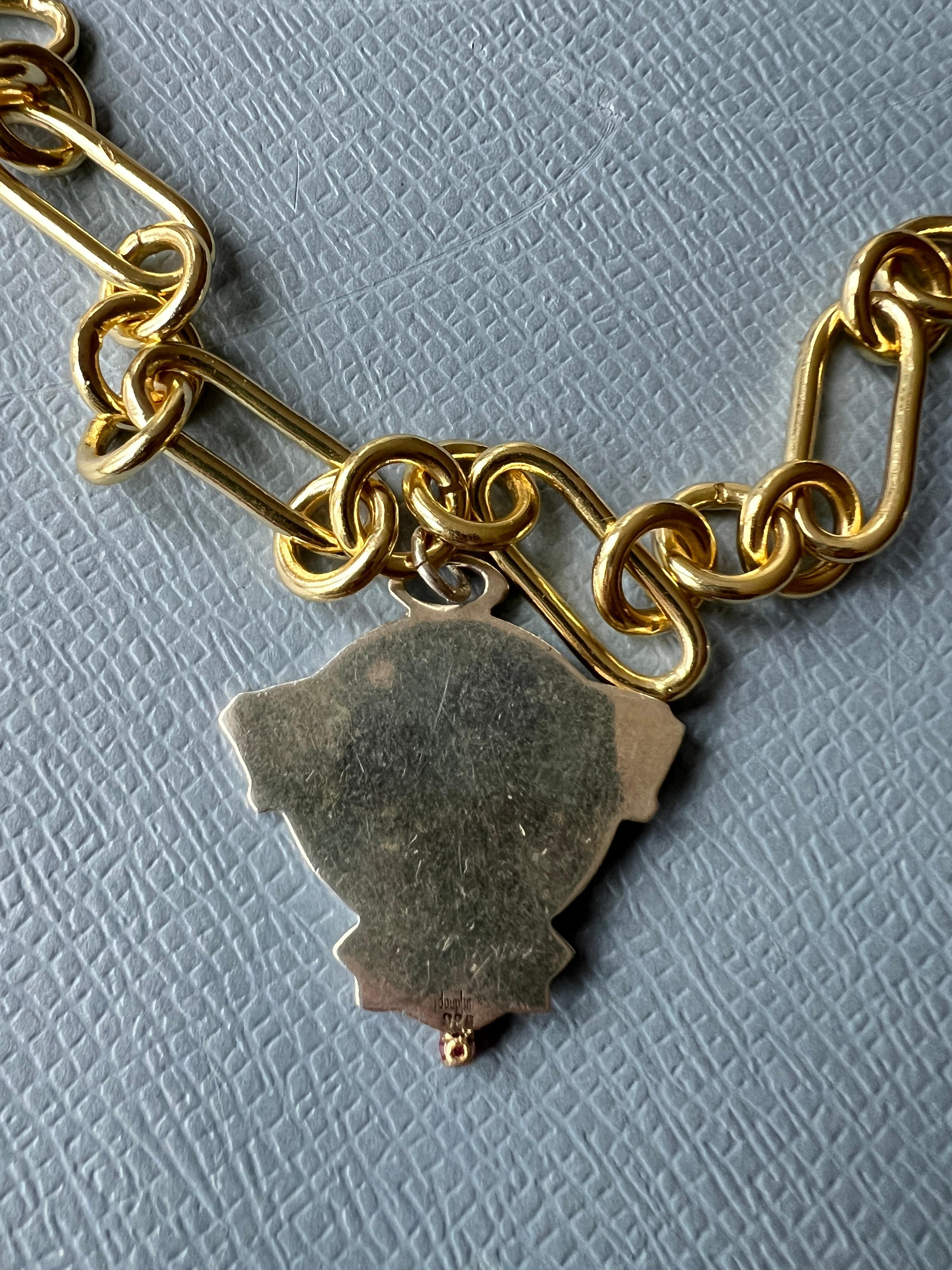 Ruby Art Nouveau Medal Silver Necklace Chunky Chain Choker 4