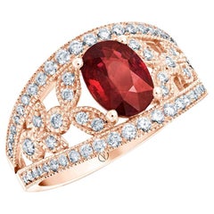 Anillo de oro rosa de 18 quilates con rubí de tamaño mediano Model No.