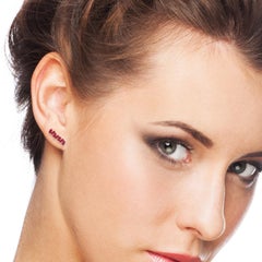 Ruby Baguette 18 Karat Gold Stud Earrings