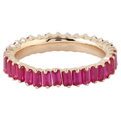 Bague baguette rubis en or rose 18k