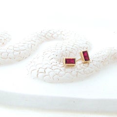 Ruby Baguette Studs in 14k Yellow Gold