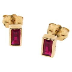 Ruby Baguette Studs in 14k Yellow Gold