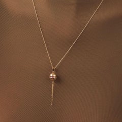 Ruby Ball Layering Necklace 16" in 14K Solid Yellow Gold