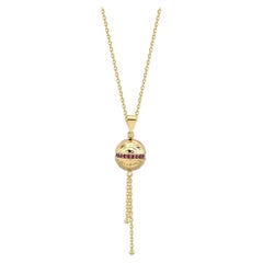Ruby Ball Layering Necklace 20" in 14K Solid Yellow Gold