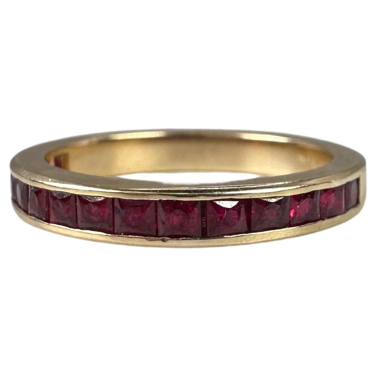 Ruby Band 14kt Yellow Gold Stunning Natural Rubies Wedding Band Stacking Ring For Sale