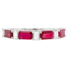 Ruby Band Ring With Diamonds 1.30 Carats 18K Gold