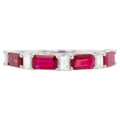 Ruby Band Ring With Diamonds 1.30 Carats 18K Gold