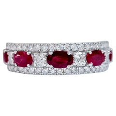 Vintage Ruby Band Ring With Diamonds 2.35 Carats 18K Gold