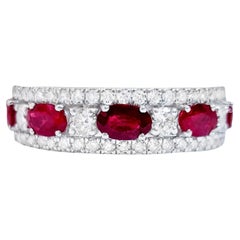 Ruby Band Ring With Diamonds 2.35 Carats 18K Gold