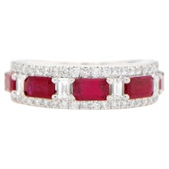 Ruby Band Ring With Diamonds 2.45 Carats 18K Gold