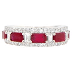 Ruby Band Ring With Diamonds 2.45 Carats 18K Gold