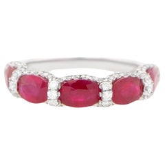 Ruby Band Ring With Diamonds 3.24 Carats 18K Gold