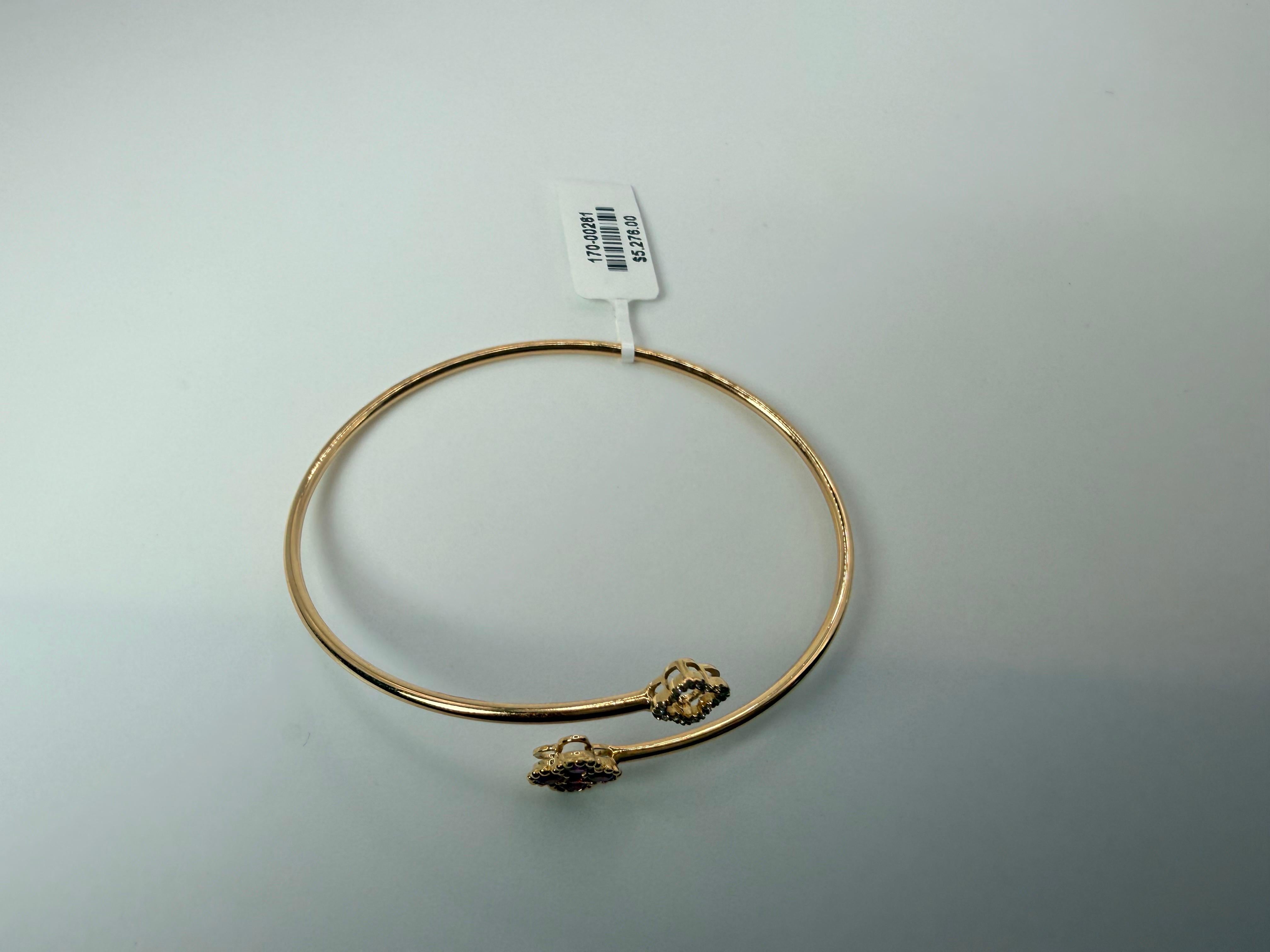 Brilliant Cut Ruby bangle flexible 14KT solid gold For Sale