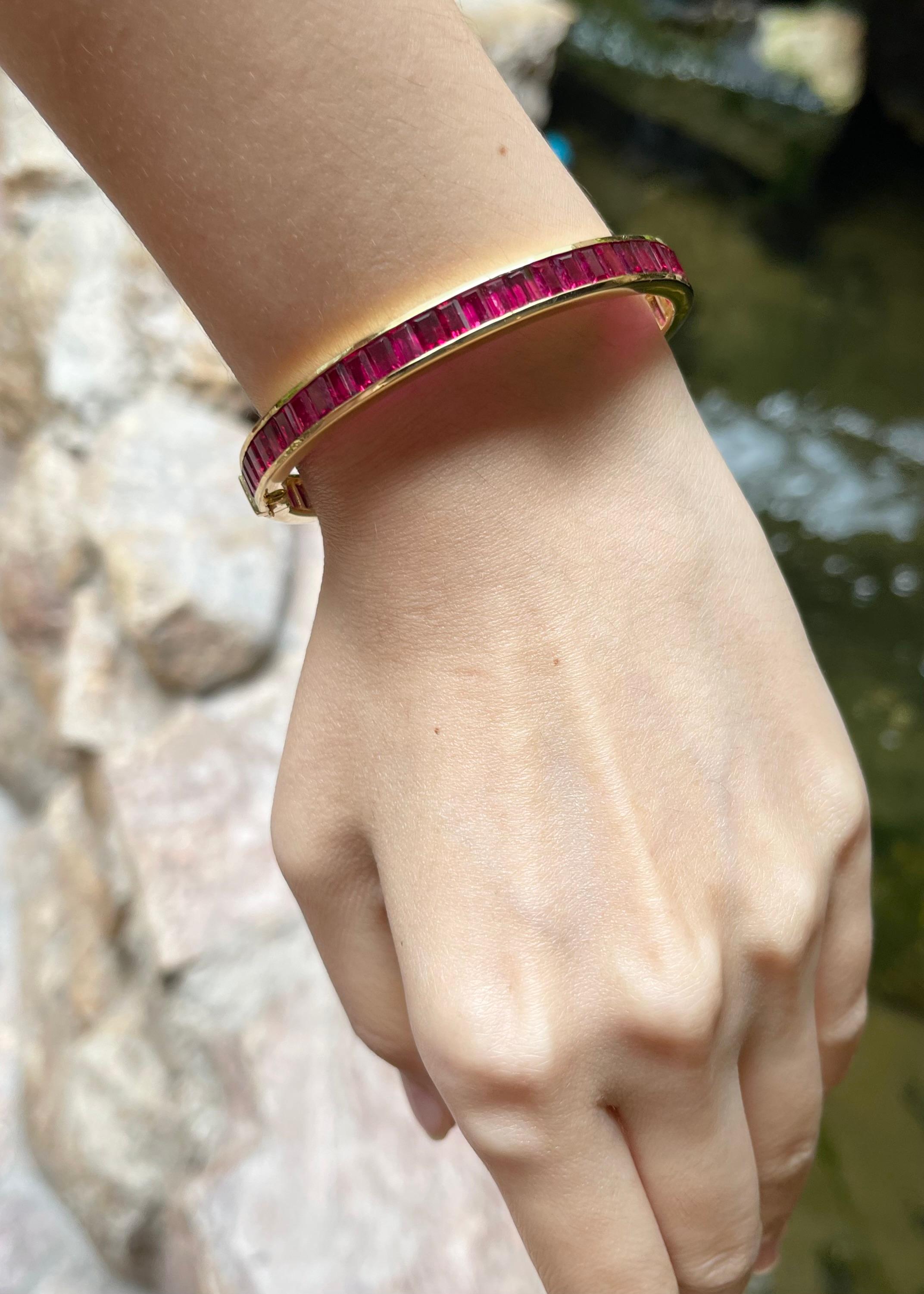 Women's Ruby Bangle set in 18K Gold Settings For Sale