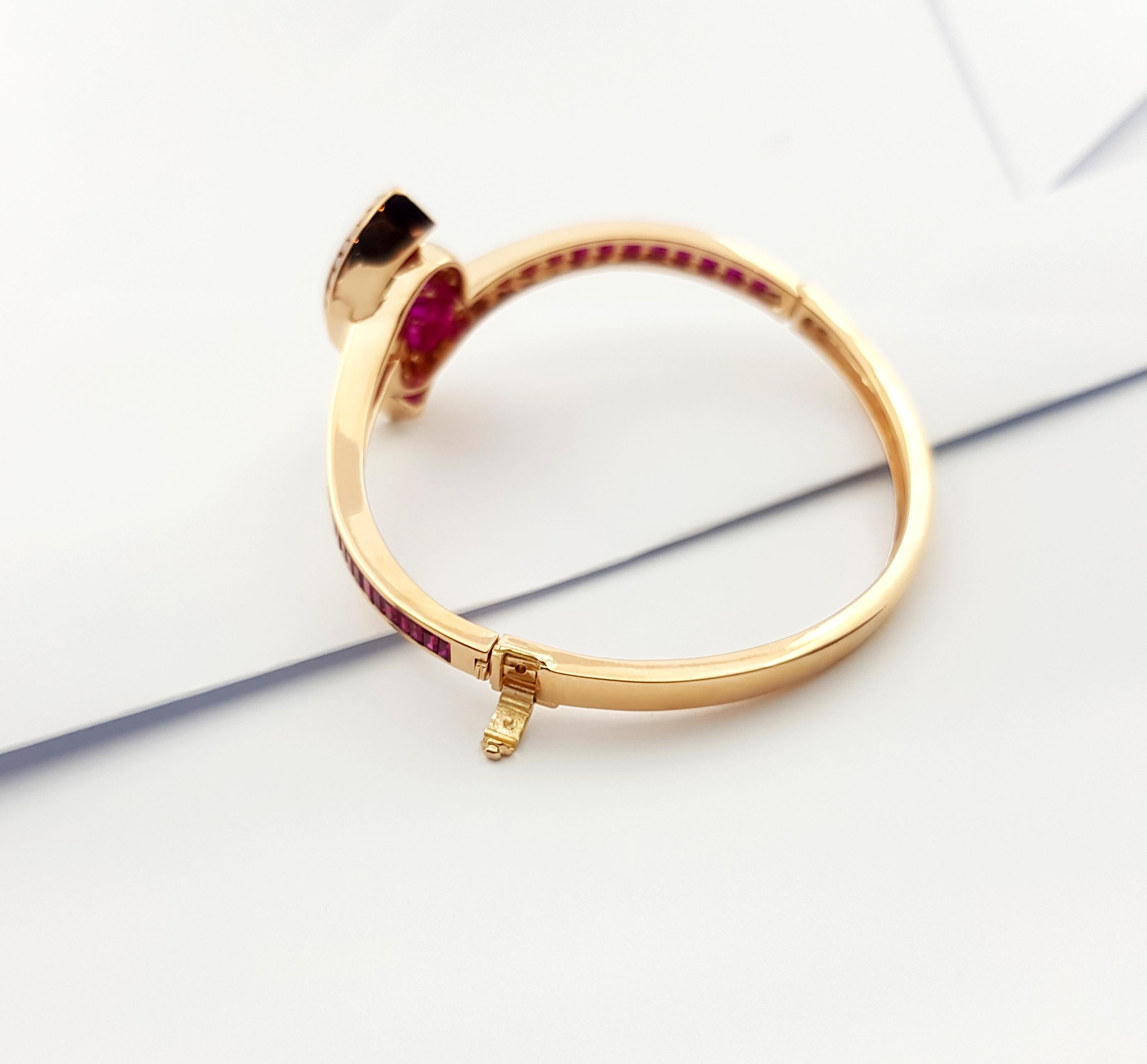 Ruby Bangle Set in 18k Rose Gold Settings For Sale 2