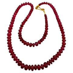Ruby Bead Necklace 22K Yellow Gold