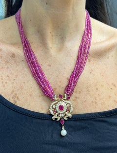 Ruby Bead Pendant Necklace