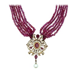 Ruby Bead Pendant Necklace