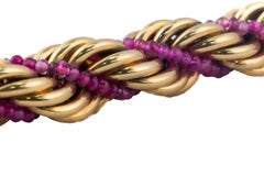 Ruby Beaded Gold Rope Bracelet