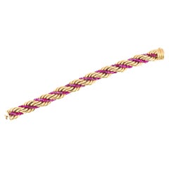 Ruby Beaded Gold Rope Bracelet
