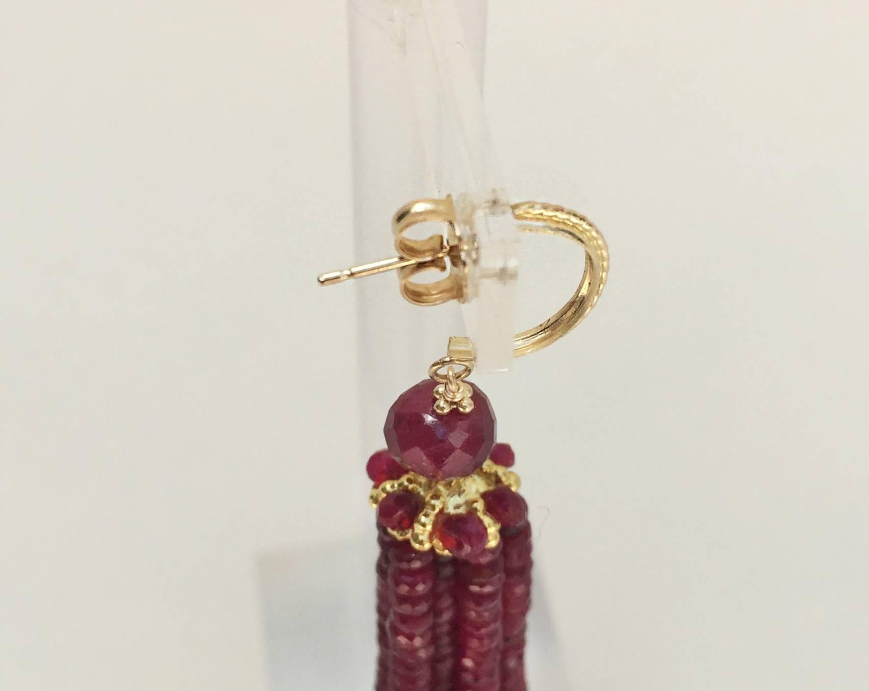 ruby beads gold earrings