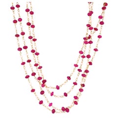 Ruby Beads and Cultured South Sea Pearl 22 Karat Gold Necklace