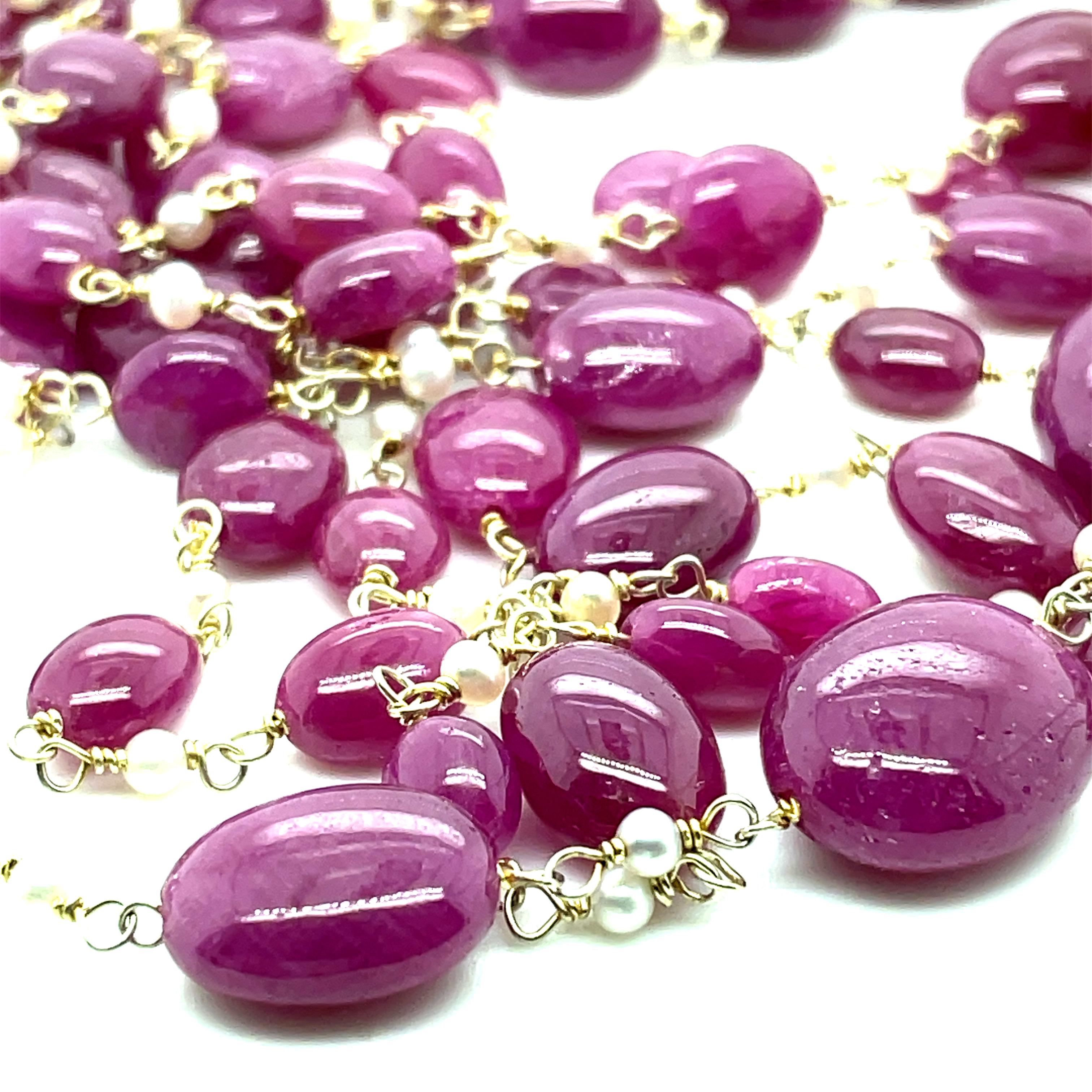 Women's Ruby Beads Cts 325 Necklace For Sale