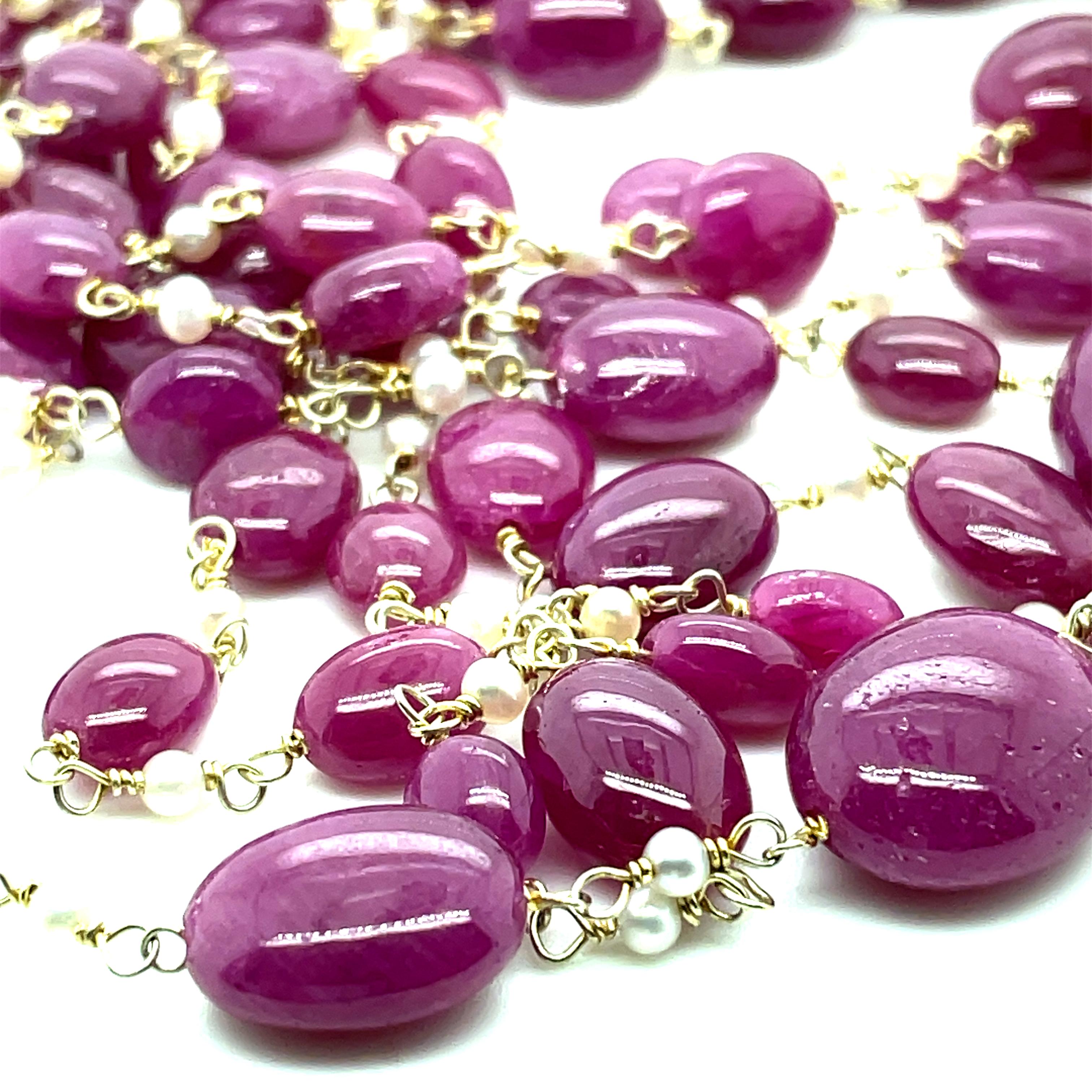 Ruby Beads Cts 325 Necklace For Sale 1