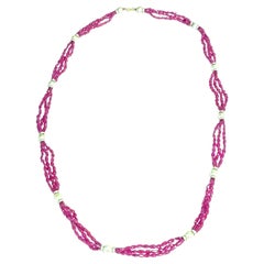 Ruby Beads Cts 333 with Pearls Cts 67.38 Necklace