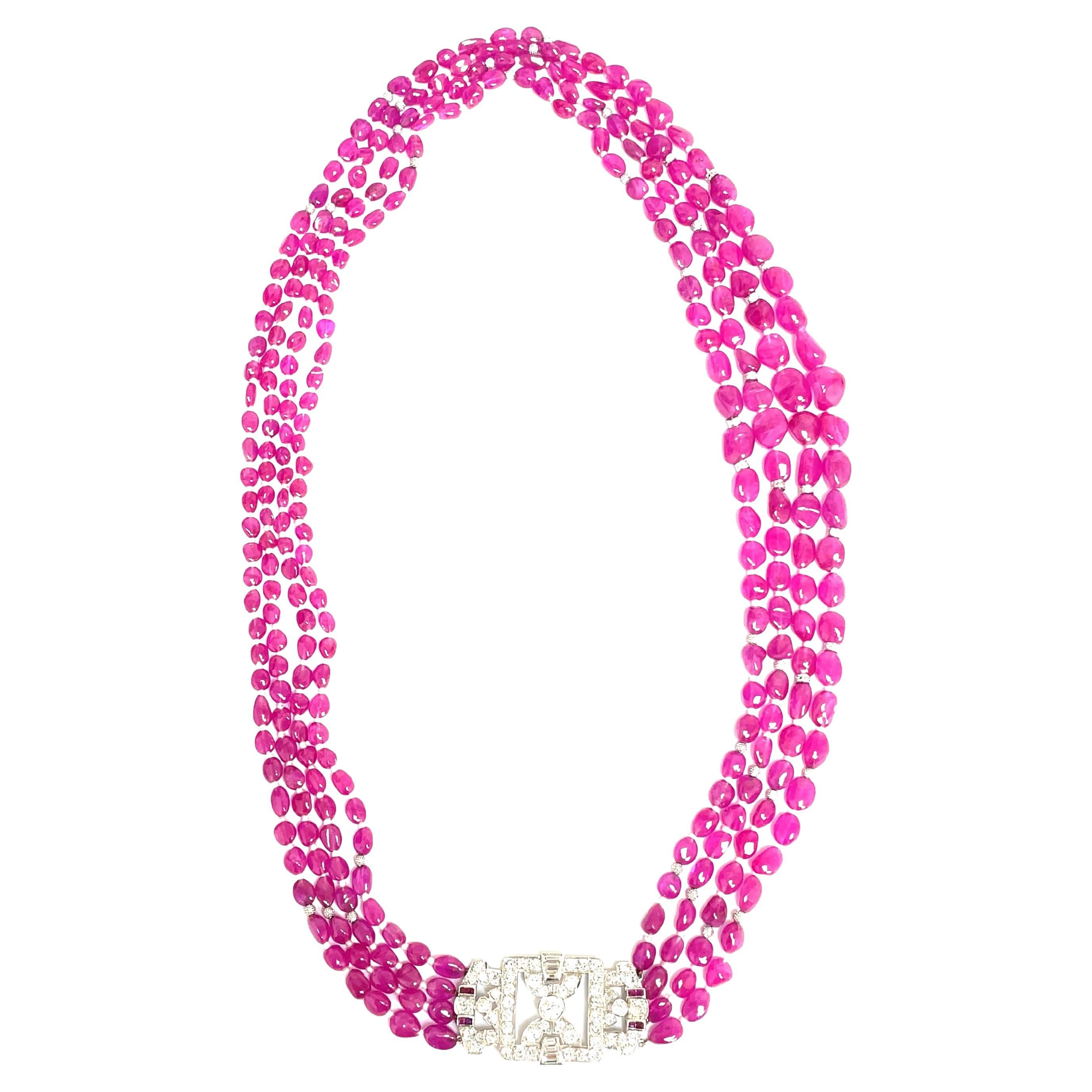 Ruby Beads Cts 745.71 Necklace