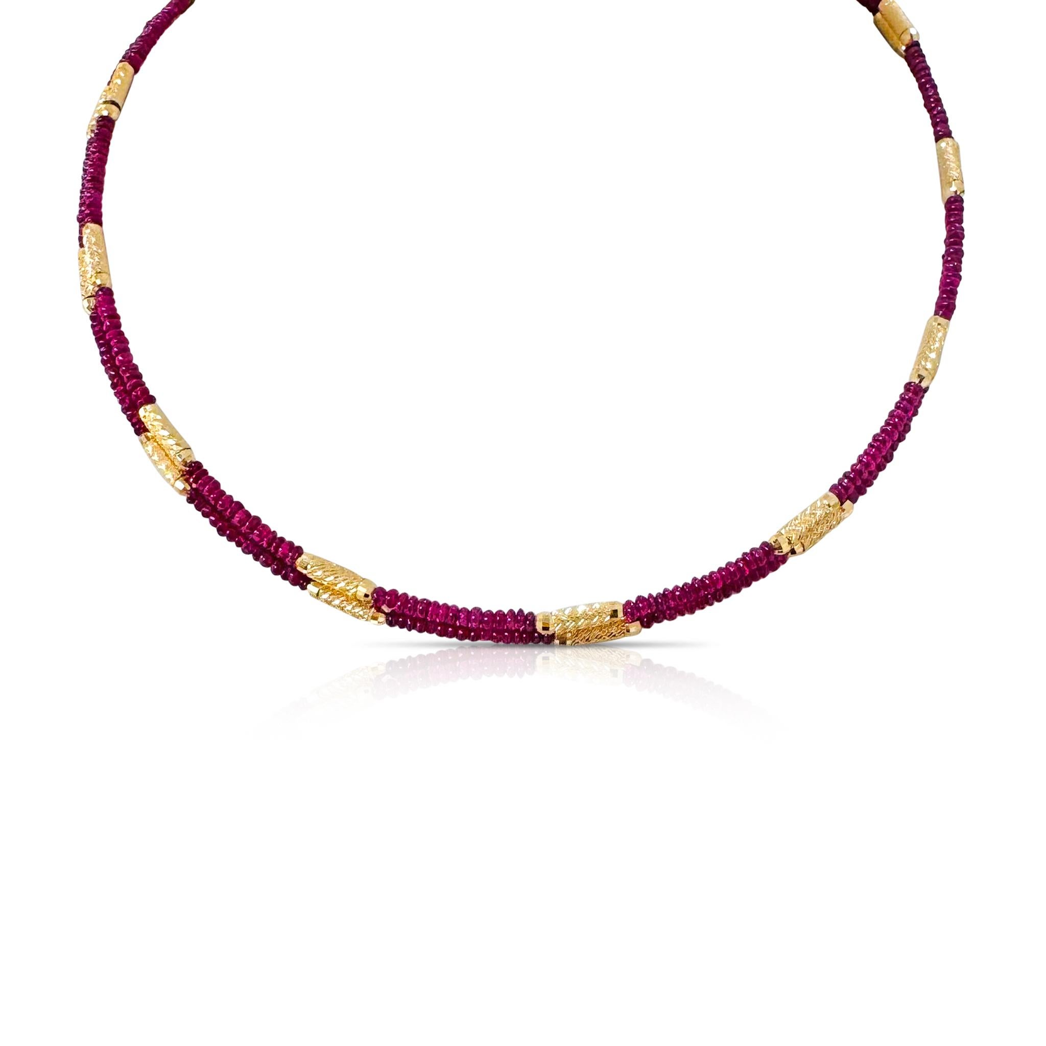 Ruby Beads & Magnet Necklace In 18K Yellow Gold In New Condition For Sale In Coral Gables, FL