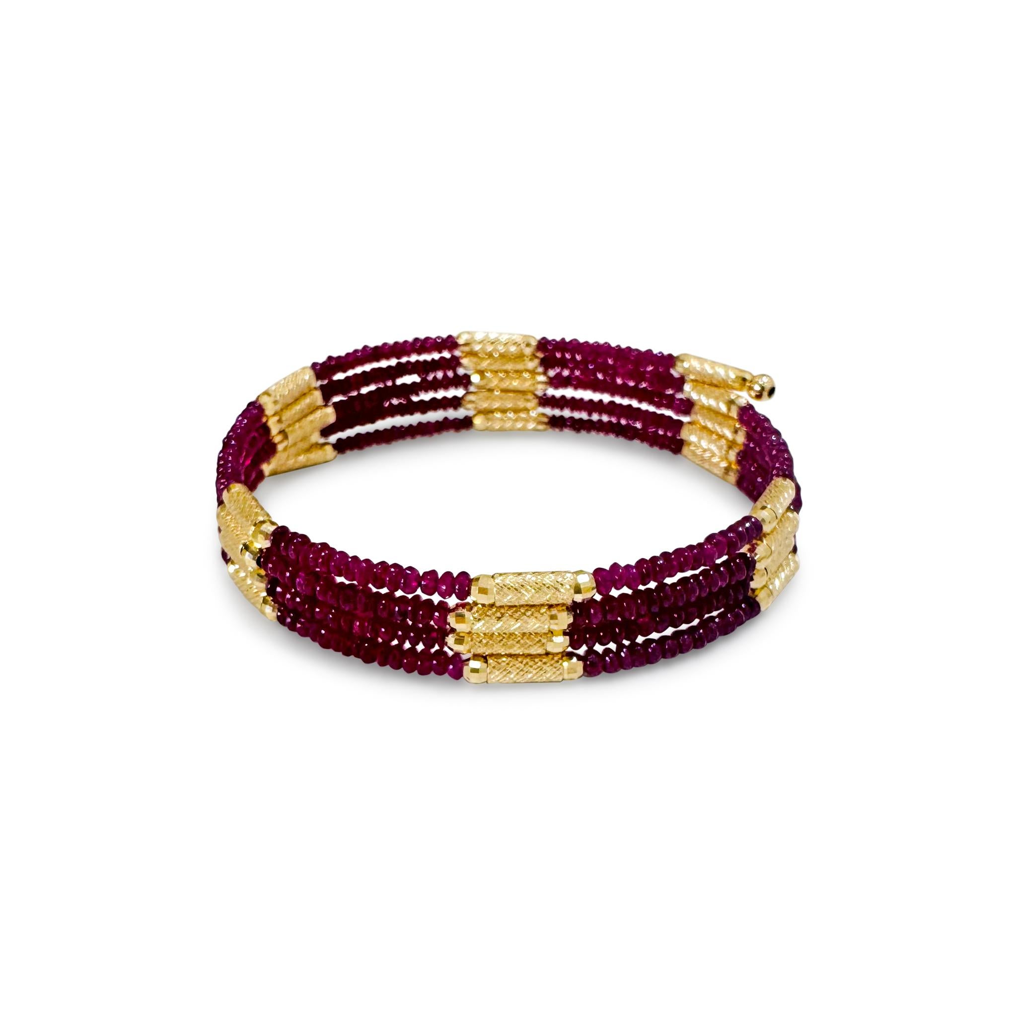Ruby Beads & Magnet Necklace In 18K Yellow Gold For Sale 1