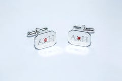 Ruby Bespoke Sterling Silver Rectangular Engraved Modern Classic Cufflinks