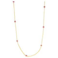 Ruby Bezel Necklace, 14 Karat Gold, Rubies by the Yard Necklace, Ruby Chain