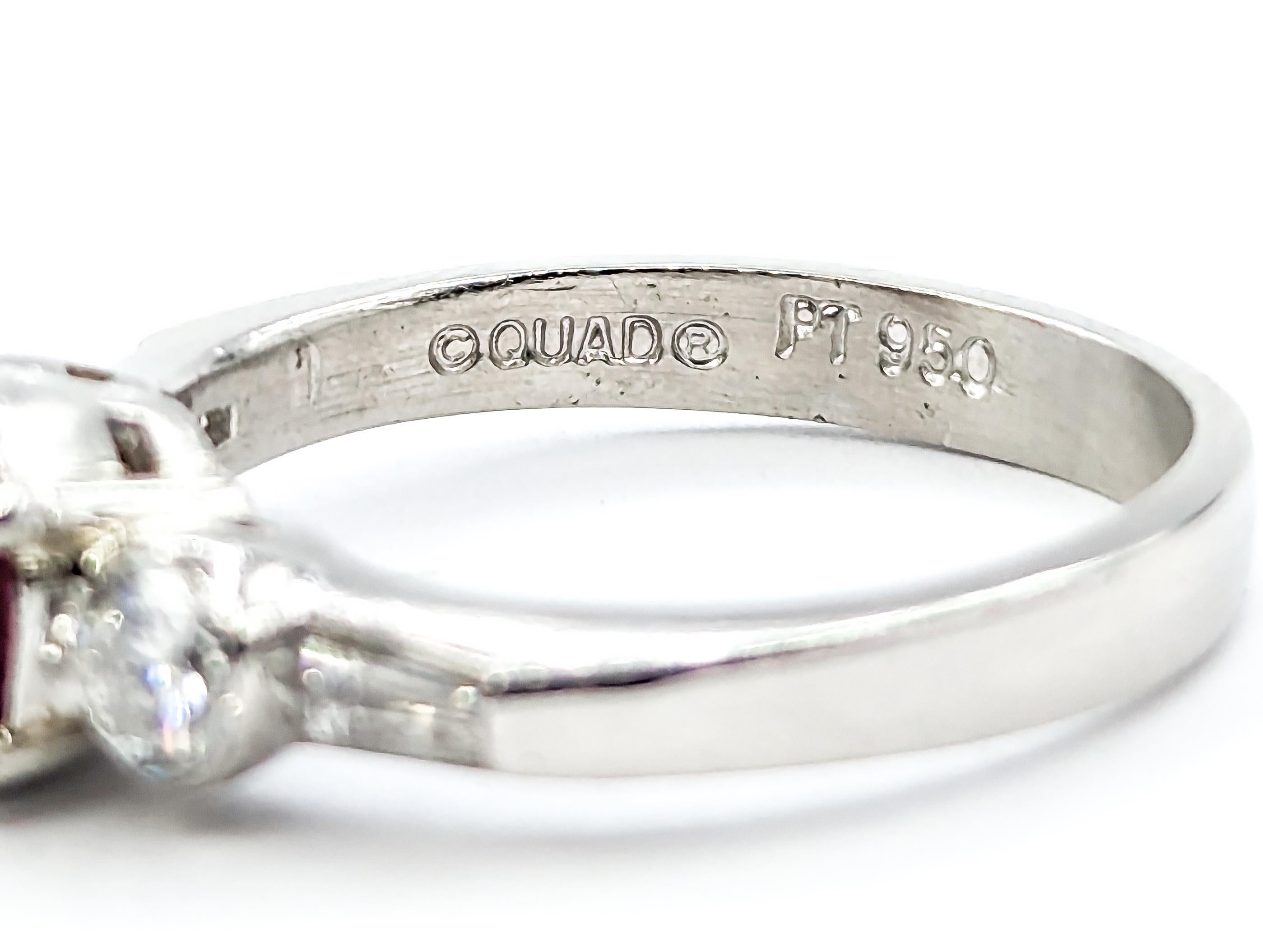 Women's Ruby & Bezel Set Diamond Ring in Platinum For Sale