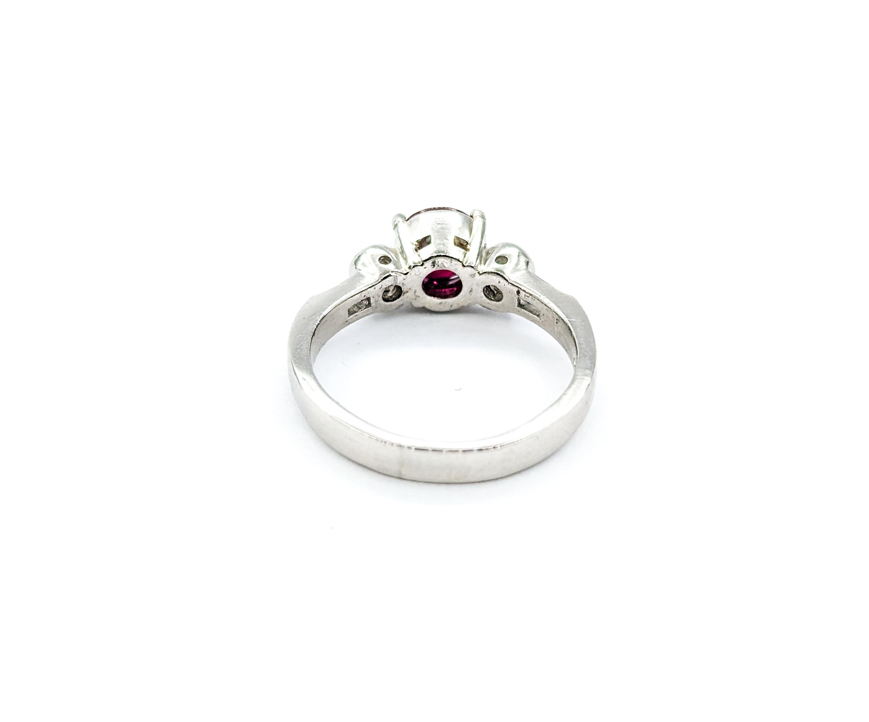 Ruby & Bezel Set Diamond Ring in Platinum For Sale 1