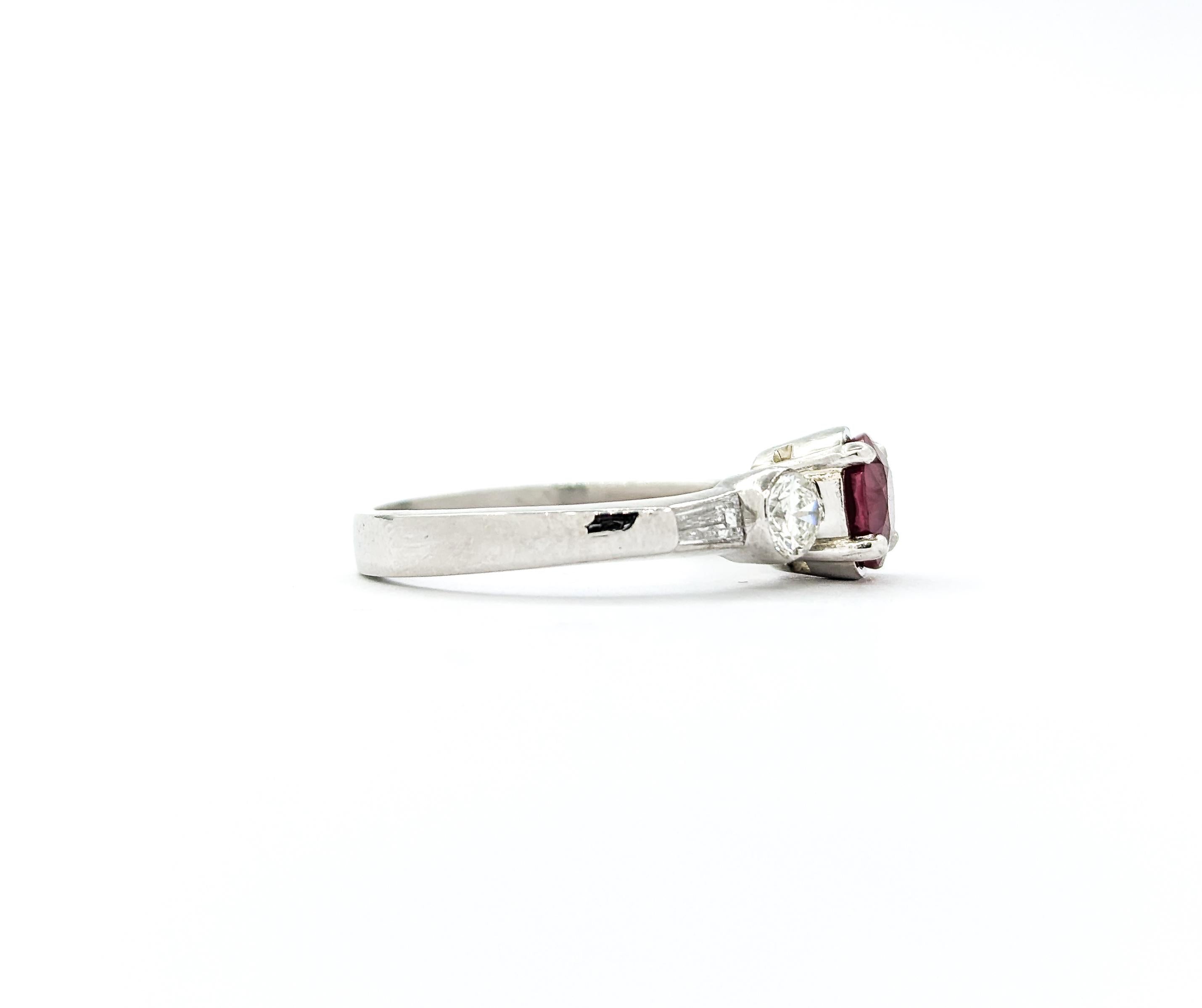 Ruby & Bezel Set Diamond Ring in Platinum For Sale 2