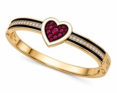 Bracelet « Cœur » en rubis et diamants, pierre de naissance du mois de juillet, en or 14 carats, par Meghna Jewels