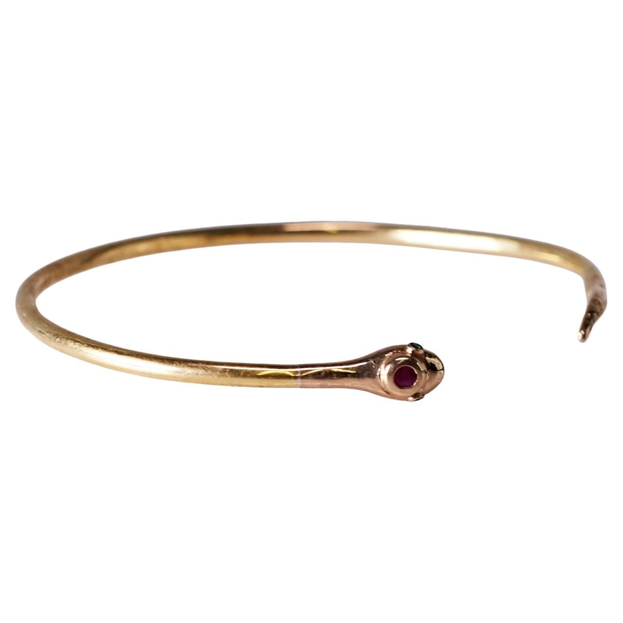 Bracciale a serpente con diamante nero e rubino in stile vittoriano in vendita