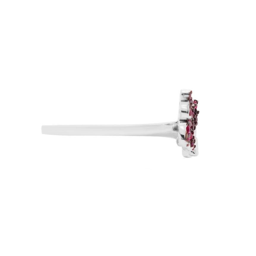 Contemporary Ruby Black Rhodium 14 Karat White Gold Butterfly Ring For Sale
