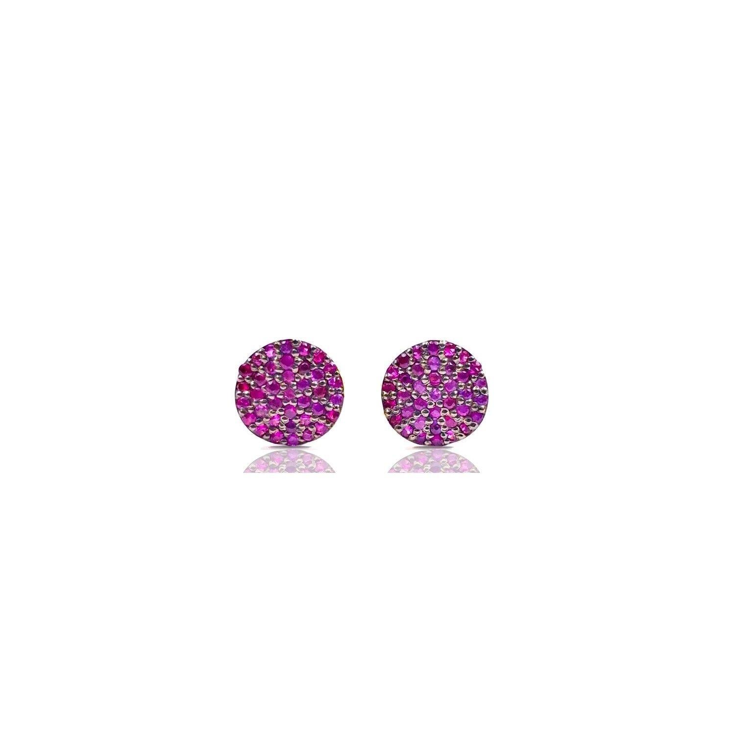 Mixed Cut Ruby Blackened Wave Studs For Sale