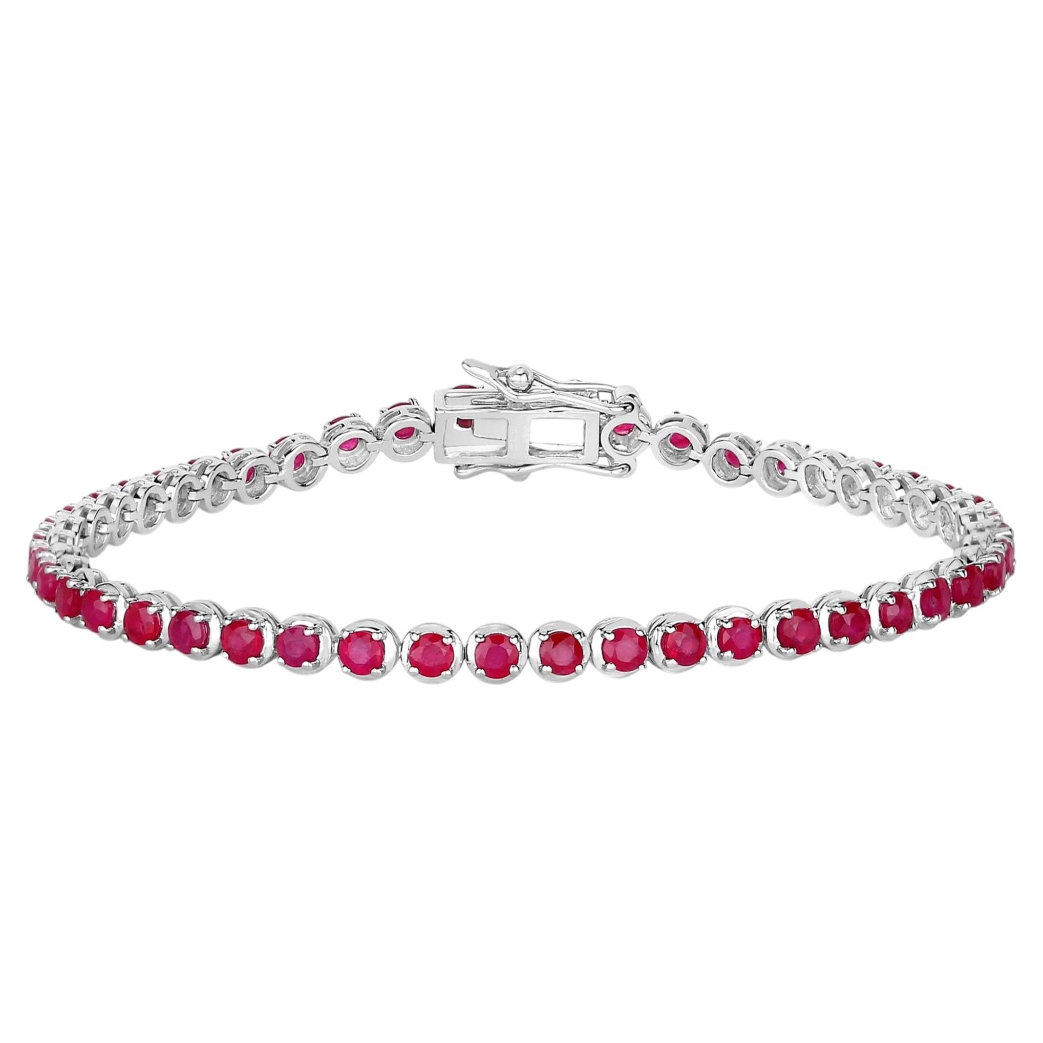 Pulsera Rubí 3,12 Quilates Oro Blanco 14K