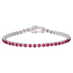Ruby Bracelet 3.12 Carats 14K White Gold