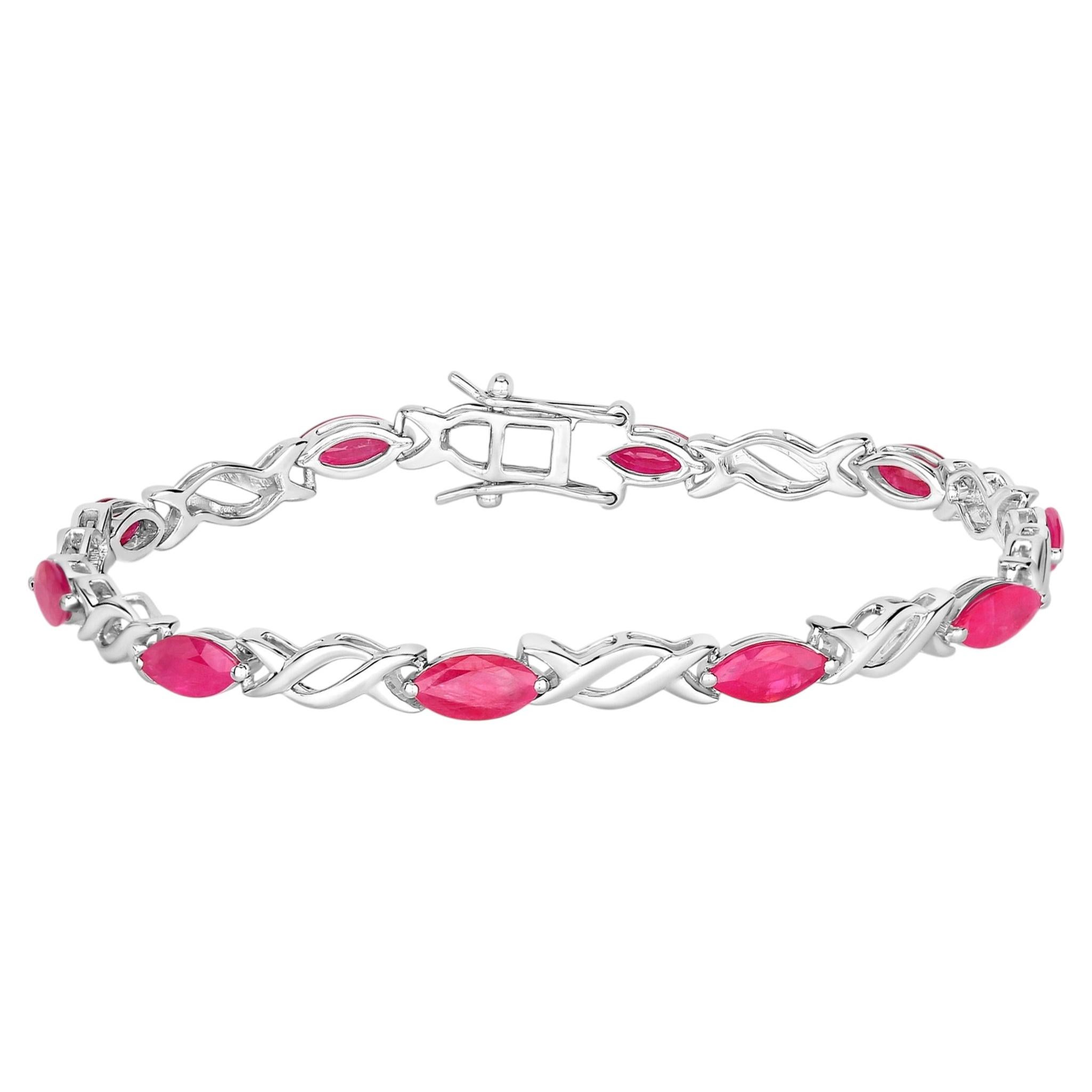Pulsera Rubí 4,98 Quilates Oro Blanco 10K en venta
