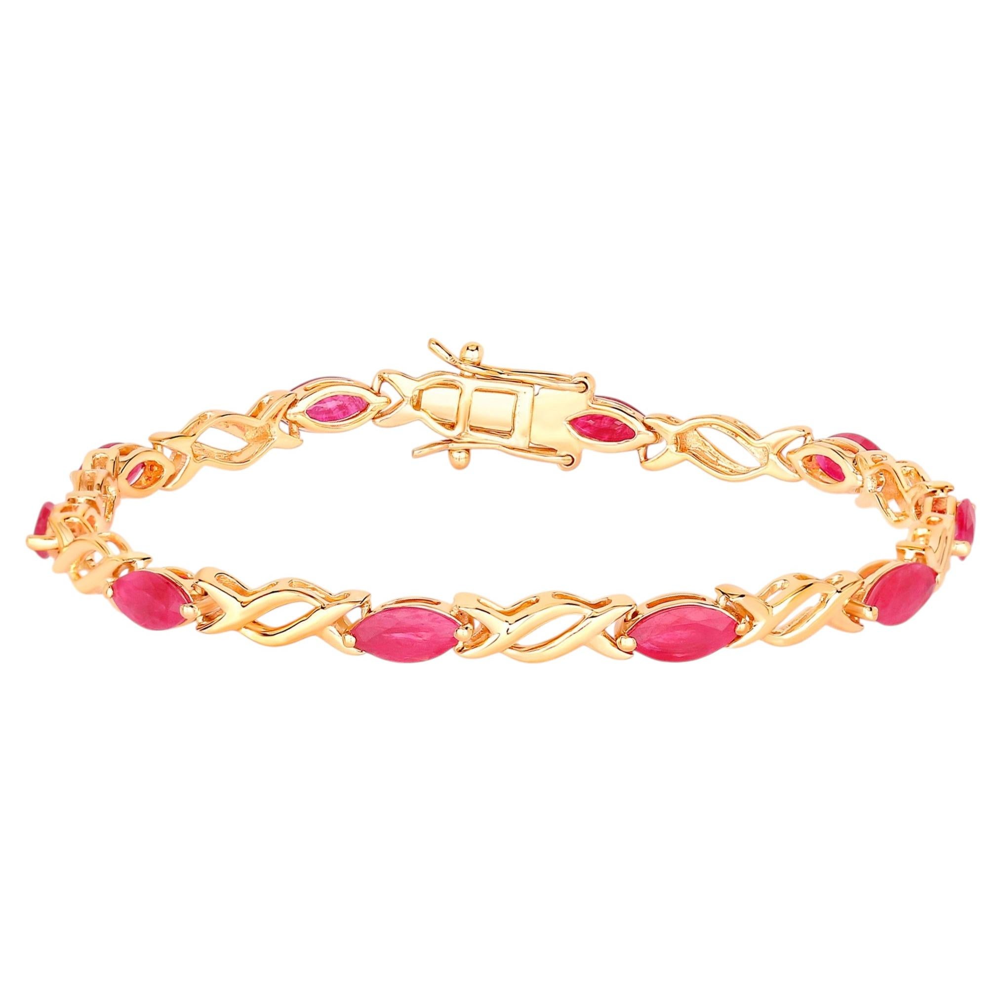 Bracciale di rubini 4,98 carati in oro giallo 10K