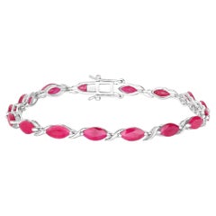 Bracciale di rubini 7,98 carati in oro bianco 10K