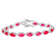 Ruby Bracelet 8.98 Carats 14K White Gold